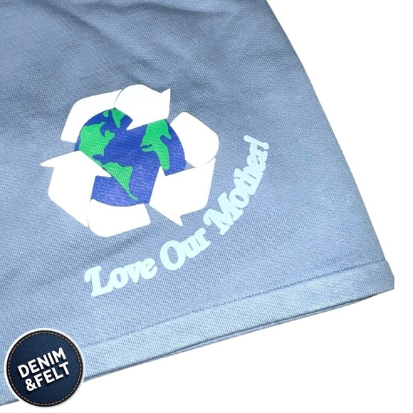 MadHappy Unisex Ocean Blue EARTH DAY ORGANIC FLEECE Lounge SHORT | NEW/NWT!!🌎 - Picture 4 of 15